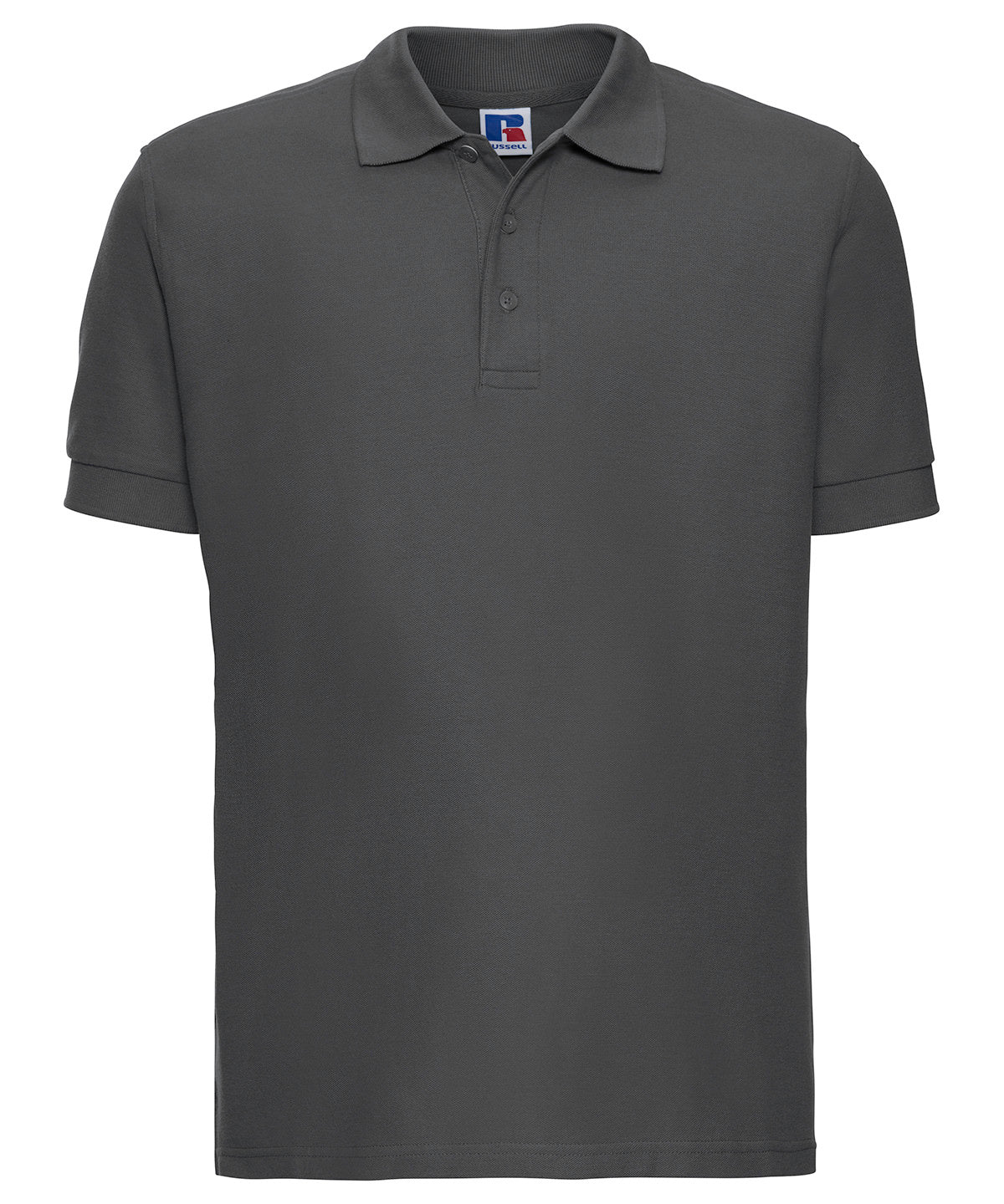 Tryck din logga på Piké från Russell Europe - Anpassa Ultimate Cotton Polo i färgen Silver för företag, föreningar och privatpersoner