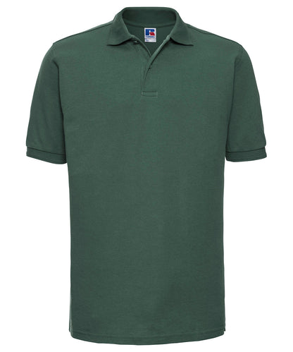 Tryck din logga på Piké från Russell Europe - Anpassa Hardwear Polo – Den oförstörbara allround-pikén i färgen Djup grön för företag, föreningar och privatpersoner