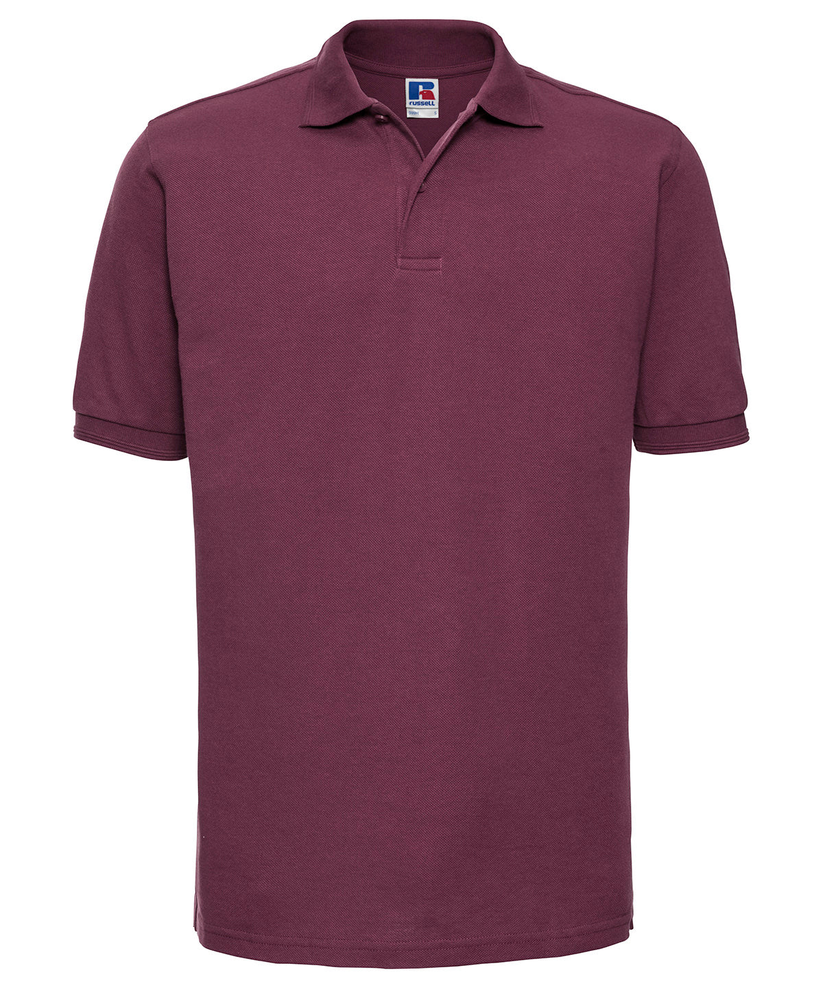 Tryck din logga på Piké från Russell Europe - Anpassa Hardwear Polo – Den oförstörbara allround-pikén i färgen Burgundy för företag, föreningar och privatpersoner