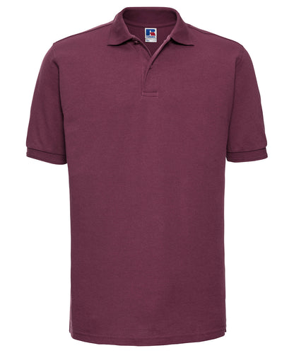 Tryck din logga på Piké från Russell Europe - Anpassa Hardwear Polo – Den oförstörbara allround-pikén i färgen Burgundy för företag, föreningar och privatpersoner