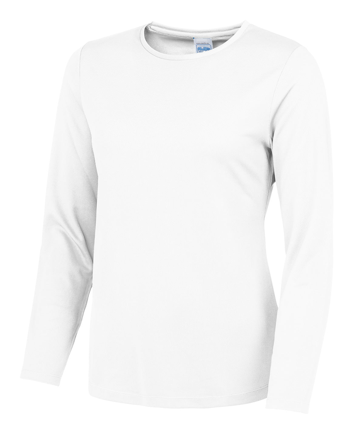 Tryck din logga på T-shirts från AWDis Just Cool - Anpassa Women's Long Sleeve Cool T i färgen Vit för företag, föreningar och privatpersoner