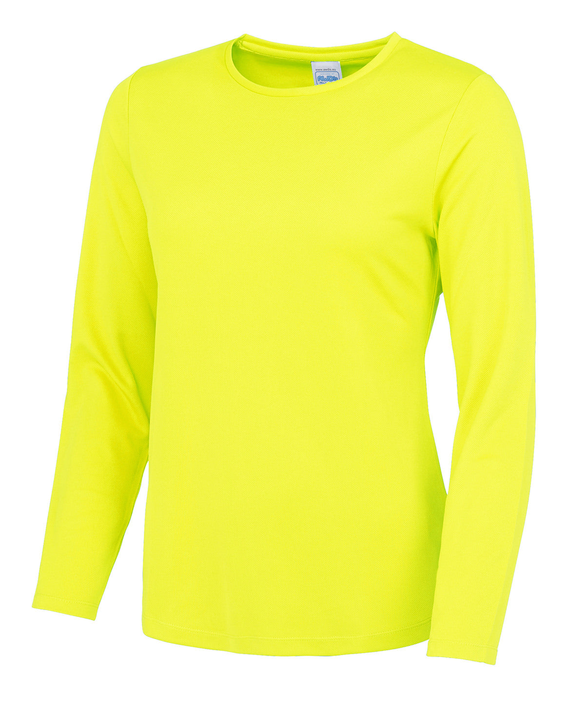 Tryck din logga på T-shirts från AWDis Just Cool - Anpassa Women's Long Sleeve Cool T i färgen Neon gul för företag, föreningar och privatpersoner