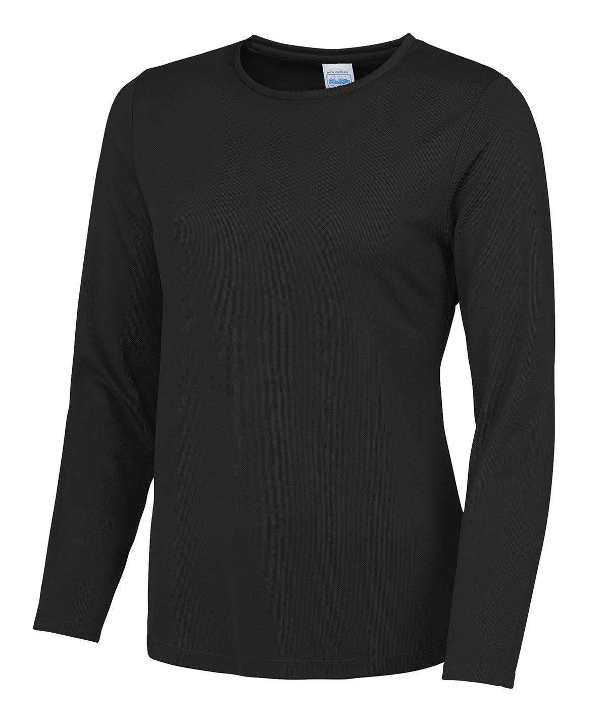 Tryck din logga på T-shirts från AWDis Just Cool - Anpassa Women's Long Sleeve Cool T i färgen Svart för företag, föreningar och privatpersoner
