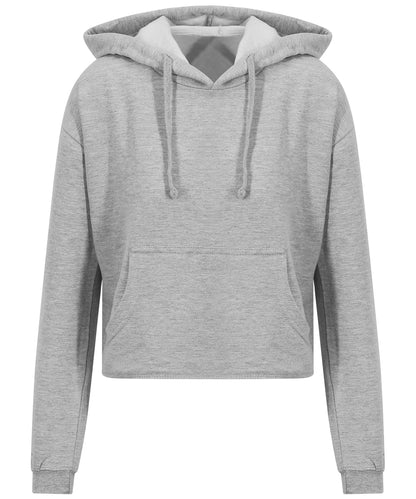 Tryck din logga på Hoodies från AWDis Just Hoods - Anpassa AWDis Just Hoods - Croppad Dam Hoodie i färgen Ljunggrå för företag, föreningar och privatpersoner