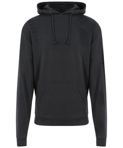 Tryck din logga på Hoodies från AWDis Just Hoods - Anpassa AWDis Just Hoods - Distressed Hoodie i färgen Svart för företag, föreningar och privatpersoner