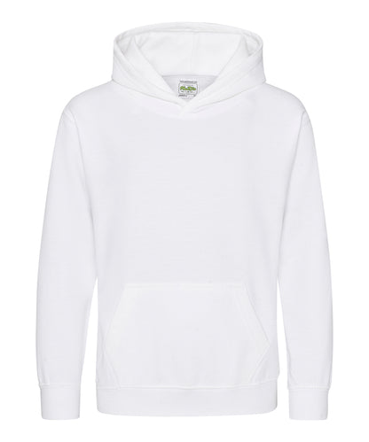Tryck din logga på Hoodies från AWDis Just Hoods - Anpassa Luvtröja för barn i färgen Vit för företag, föreningar och privatpersoner