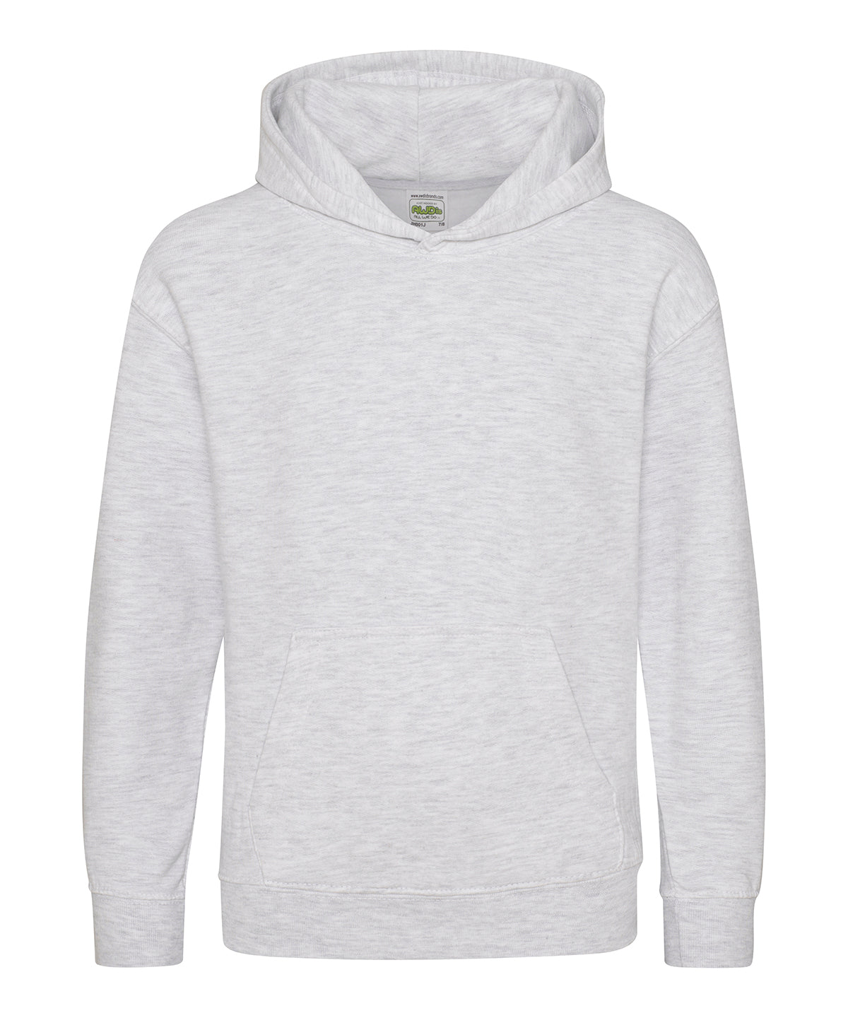 Tryck din logga på Hoodies från AWDis Just Hoods - Anpassa Luvtröja för barn i färgen Ljusgrå för företag, föreningar och privatpersoner