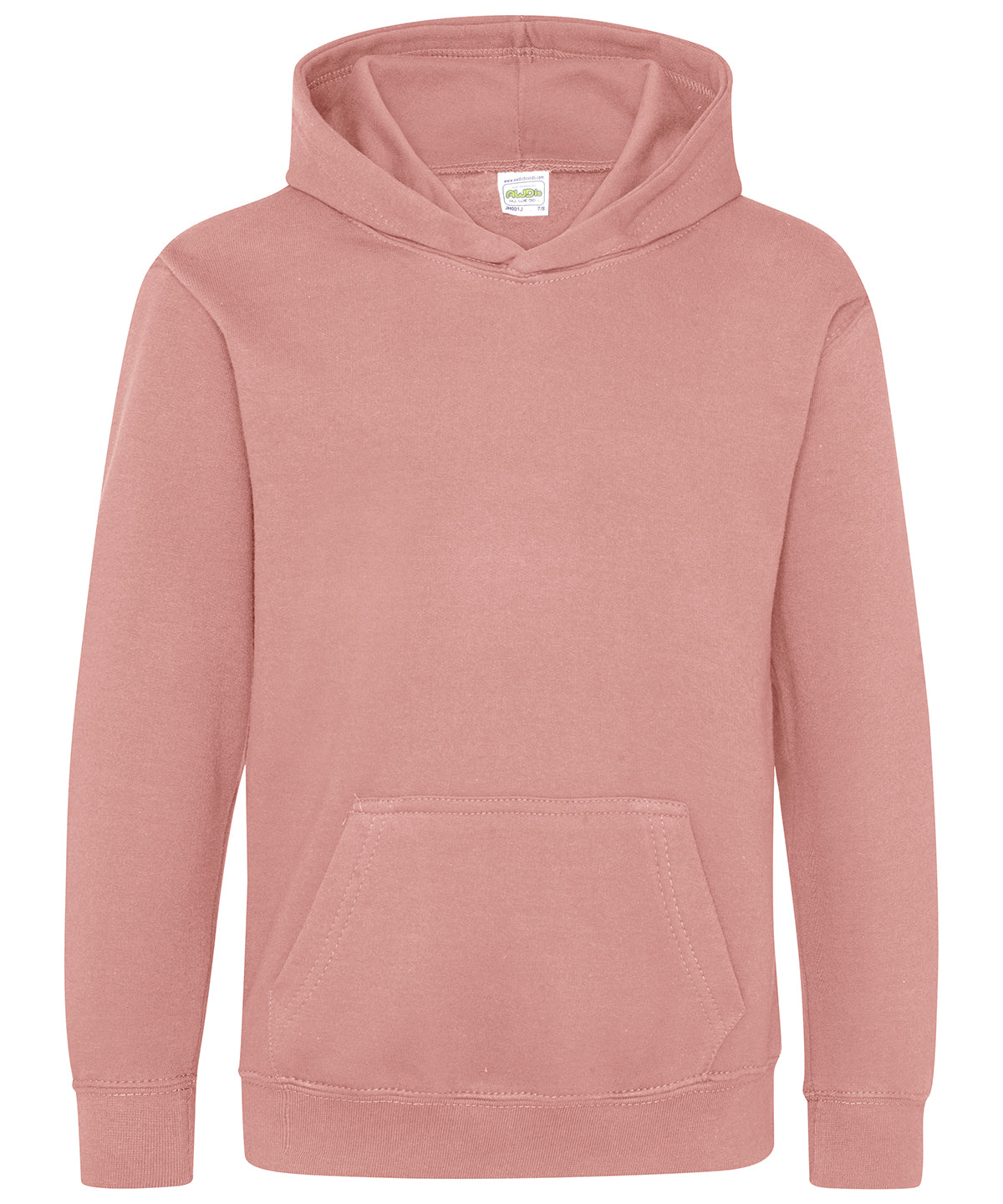 Tryck din logga på Hoodies från AWDis Just Hoods - Anpassa Luvtröja för barn i färgen Ljusrosa för företag, föreningar och privatpersoner
