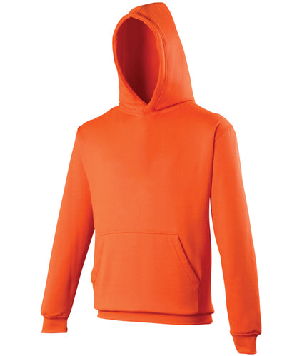 Tryck din logga på Hoodies från AWDis Just Hoods - Anpassa AWDis Just Hoods - Elektrisk Hoodie för barn i färgen Neon orange för företag, föreningar och privatpersoner