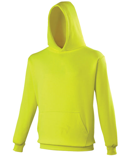 Tryck din logga på Hoodies från AWDis Just Hoods - Anpassa AWDis Just Hoods - Elektrisk Hoodie för barn i färgen Neon gul för företag, föreningar och privatpersoner