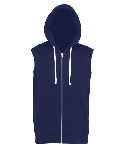 Tryck din logga på Hoodies från AWDis Just Hoods - Anpassa AWDis Just Hoods - Ärmlös Zoodie i färgen Marinblå för företag, föreningar och privatpersoner
