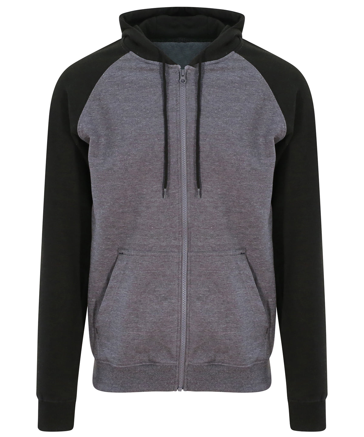 Tryck din logga på Hoodies från AWDis Just Hoods - Anpassa AWDis Just Hoods - Baseball Zoodie i färgen Mörkgrå för företag, föreningar och privatpersoner