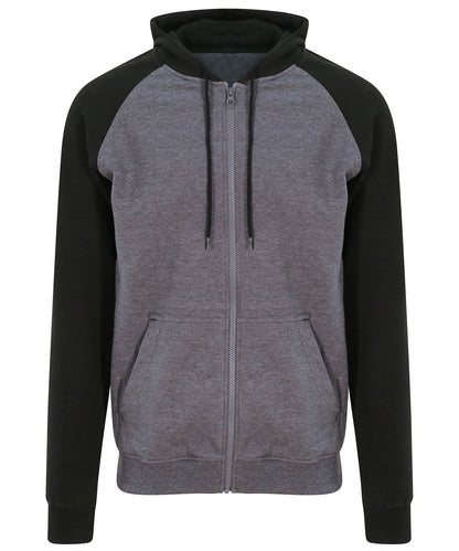 Tryck din logga på Hoodies från AWDis Just Hoods - Anpassa AWDis Just Hoods - Baseball Zoodie i färgen Mörkgrå för företag, föreningar och privatpersoner