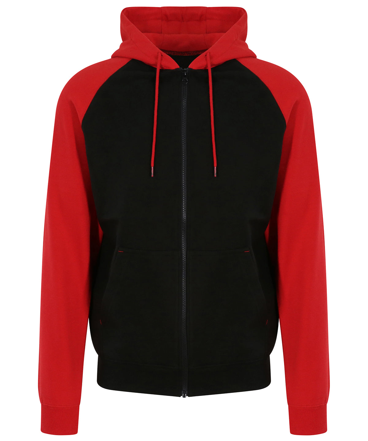 Tryck din logga på Hoodies från AWDis Just Hoods - Anpassa AWDis Just Hoods - Baseball Zoodie i färgen Svart för företag, föreningar och privatpersoner