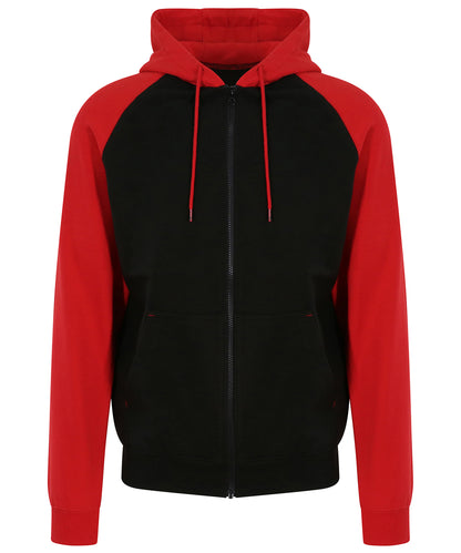 Tryck din logga på Hoodies från AWDis Just Hoods - Anpassa AWDis Just Hoods - Baseball Zoodie i färgen Svart för företag, föreningar och privatpersoner