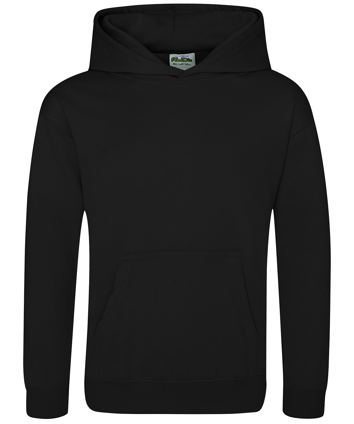 Tryck din logga på Hoodies från AWDis Just Hoods - Anpassa AWDis Just Hoods - Sporthoodie i Polyester för barn i färgen Svart för företag, föreningar och privatpersoner