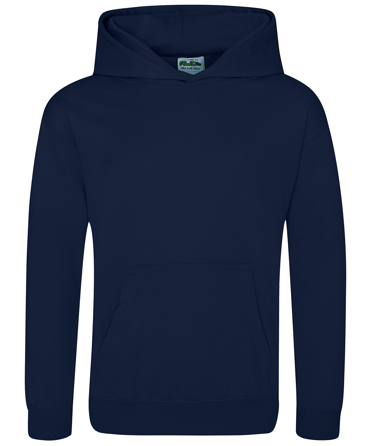 Tryck din logga på Hoodies från AWDis Just Hoods - Anpassa AWDis Just Hoods - Sporthoodie i Polyester för barn i färgen Marinblå för företag, föreningar och privatpersoner
