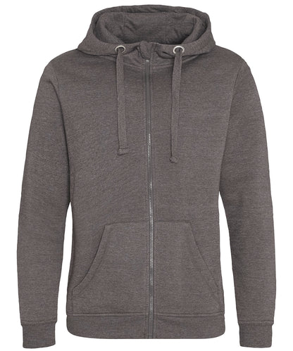 Tryck din logga på Hoodies från AWDis Just Hoods - Anpassa AWDis Just Hoods - Tungvikts Zoodie i färgen Mörkgrå för företag, föreningar och privatpersoner