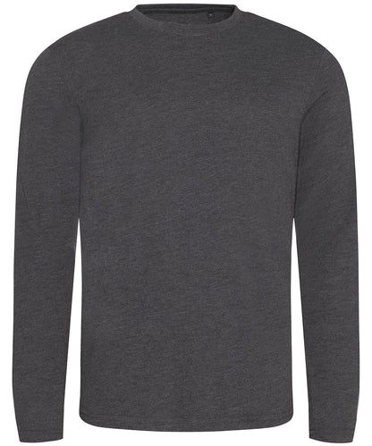 Tryck din logga på T-shirts från AWDis Just T's - Anpassa Long Sleeve Triblend T-Shirt i färgen Mörkgrå för företag, föreningar och privatpersoner