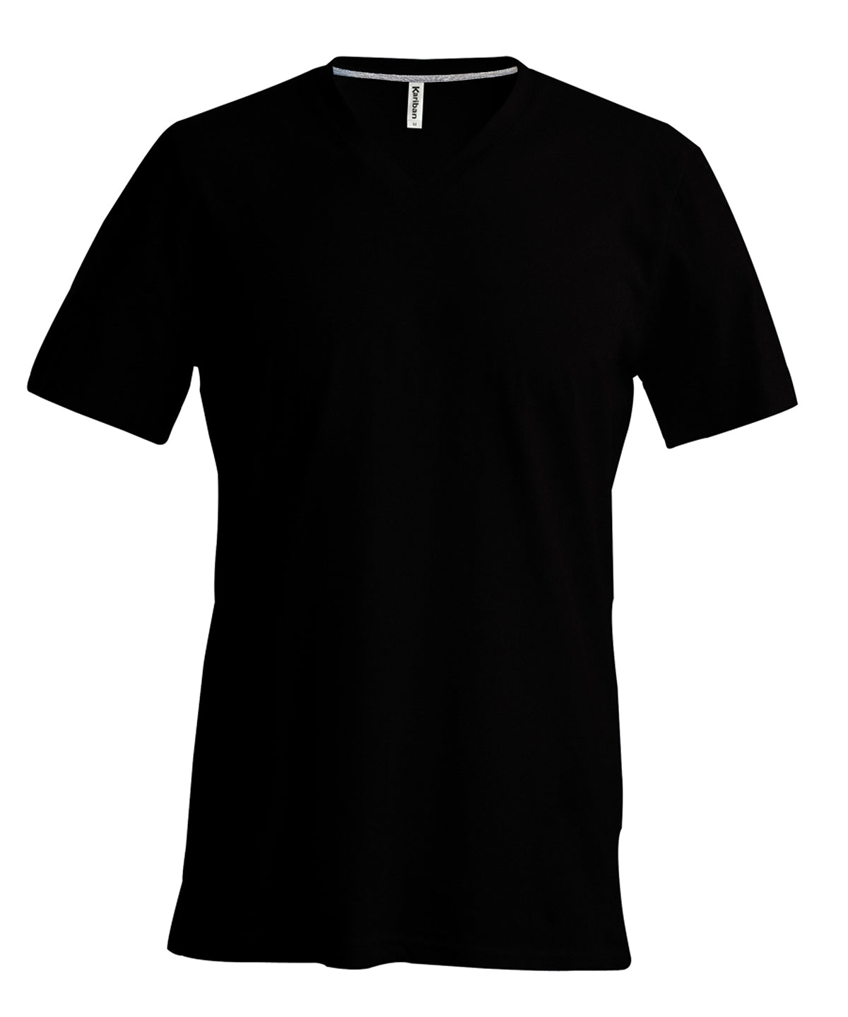 Tryck din logga på T-shirts från Kariban - Anpassa Short Sleeve V-Neck T-shirt - Herr i färgen Svart för företag, föreningar och privatpersoner