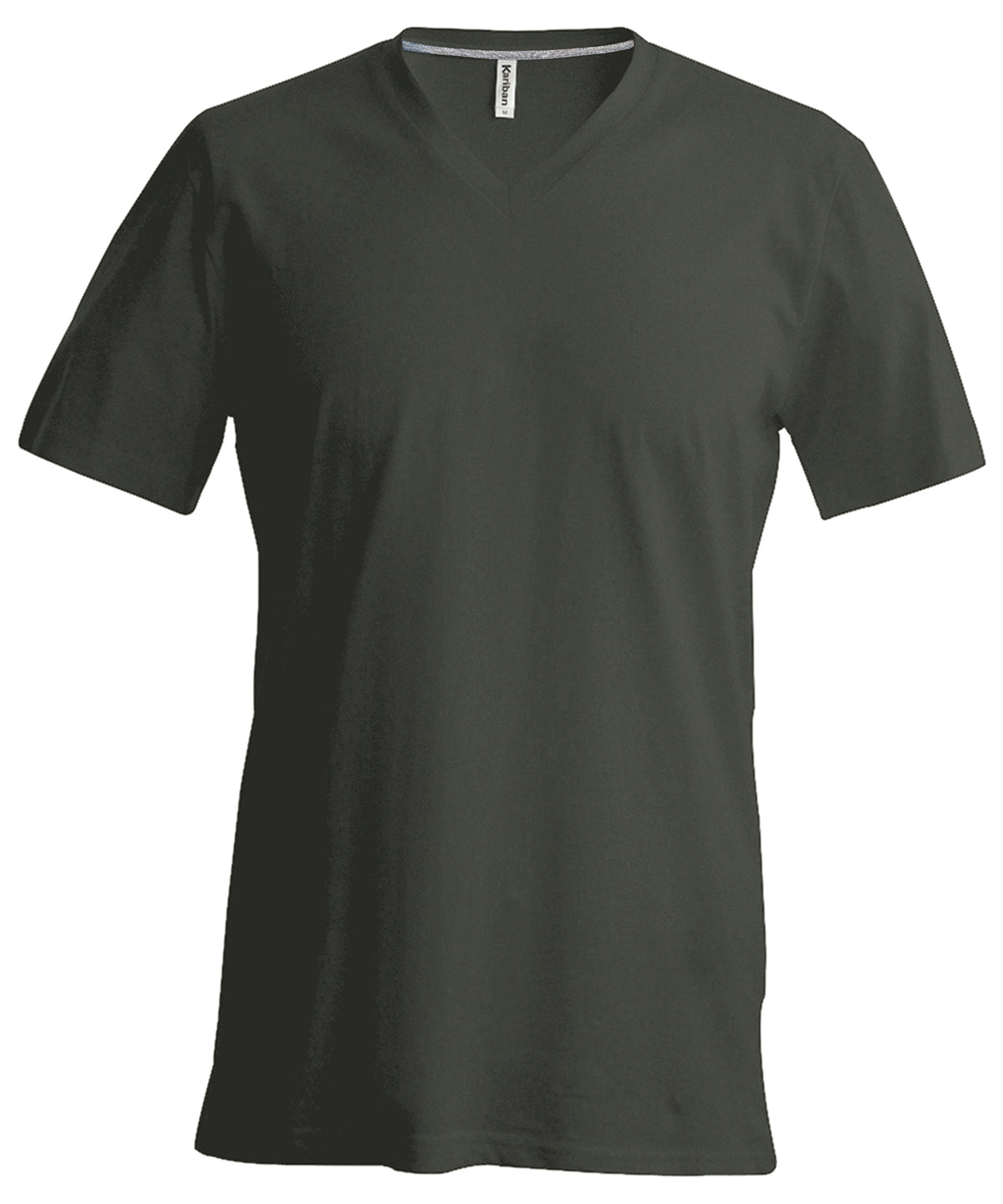 Tryck din logga på T-shirts från Kariban - Anpassa Short Sleeve V-Neck T-shirt - Herr i färgen Khaki för företag, föreningar och privatpersoner