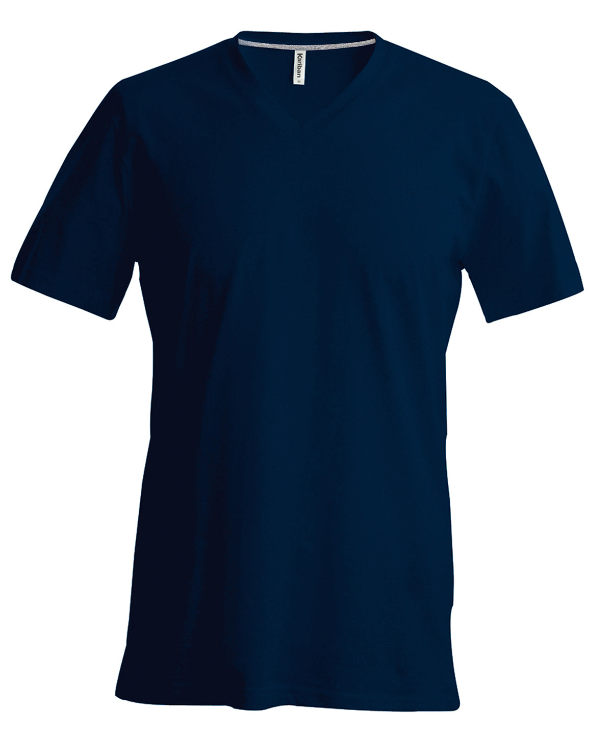 Tryck din logga på T-shirts från Kariban - Anpassa Short Sleeve V-Neck T-shirt - Herr i färgen Marinblå för företag, föreningar och privatpersoner
