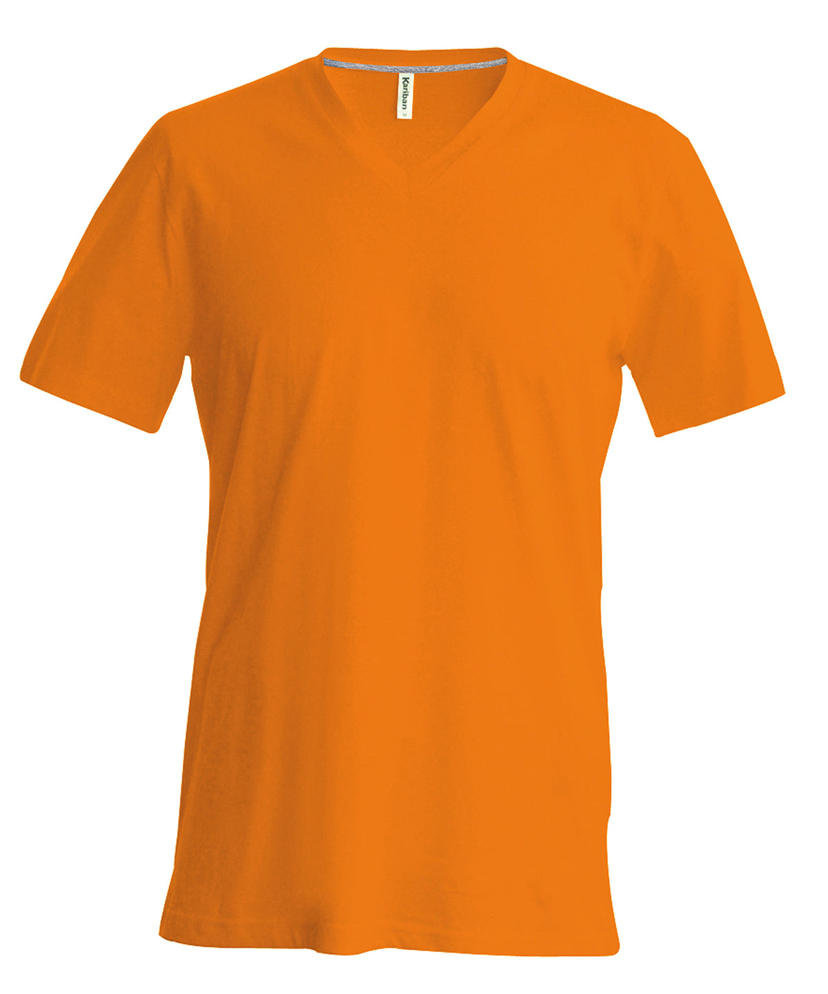 Tryck din logga på T-shirts från Kariban - Anpassa Short Sleeve V-Neck T-shirt - Herr i färgen Mellan Orange för företag, föreningar och privatpersoner
