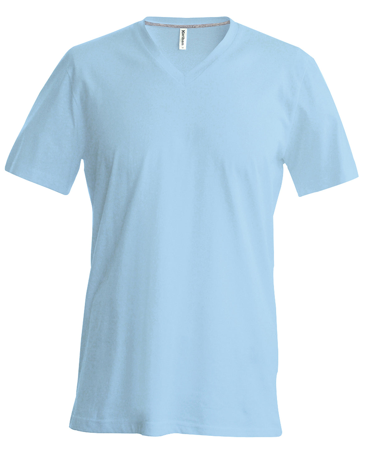 Tryck din logga på T-shirts från Kariban - Anpassa Short Sleeve V-Neck T-shirt - Herr i färgen Himmelblå för företag, föreningar och privatpersoner