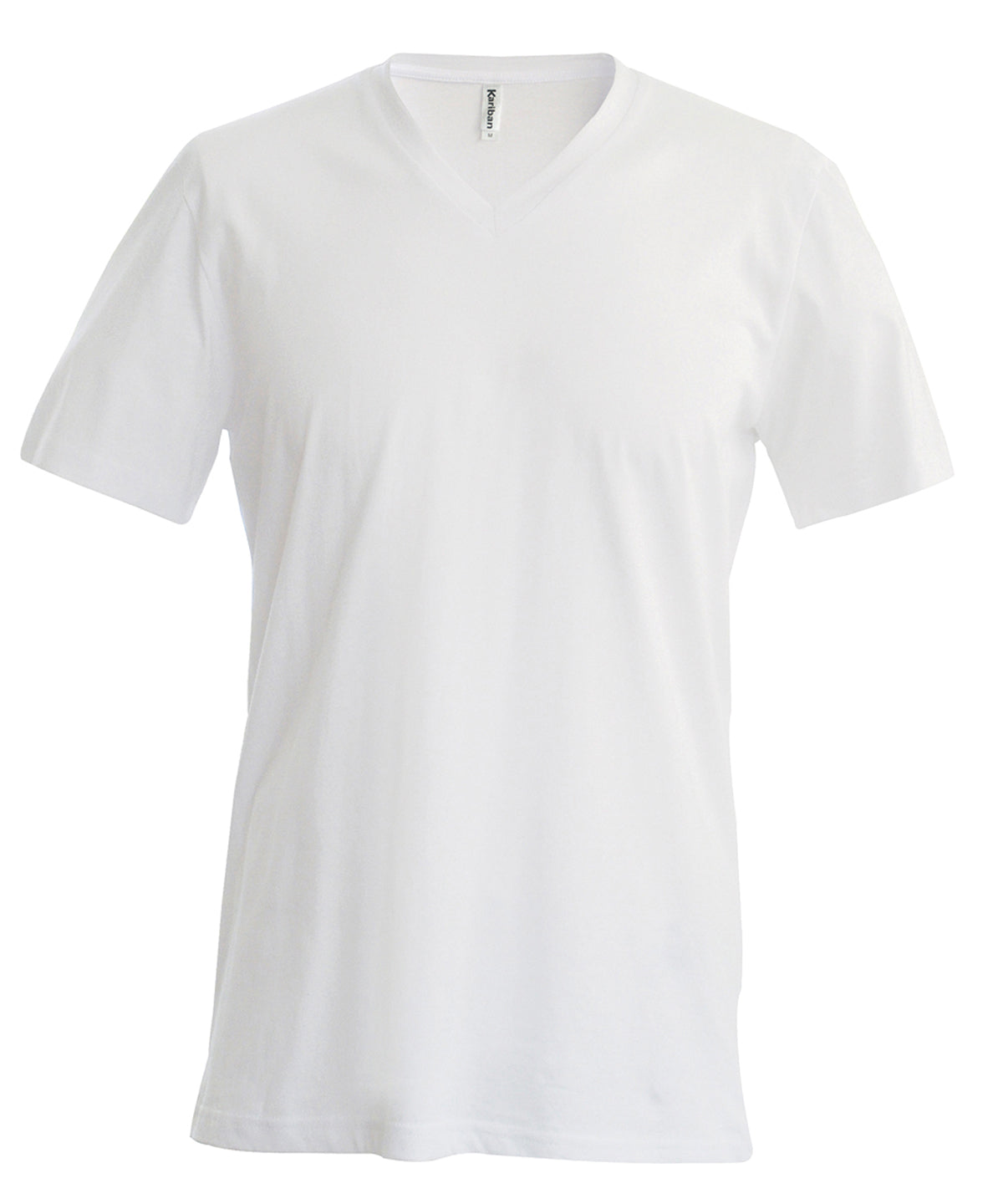 Tryck din logga på T-shirts från Kariban - Anpassa Short Sleeve V-Neck T-shirt - Herr i färgen Vit för företag, föreningar och privatpersoner