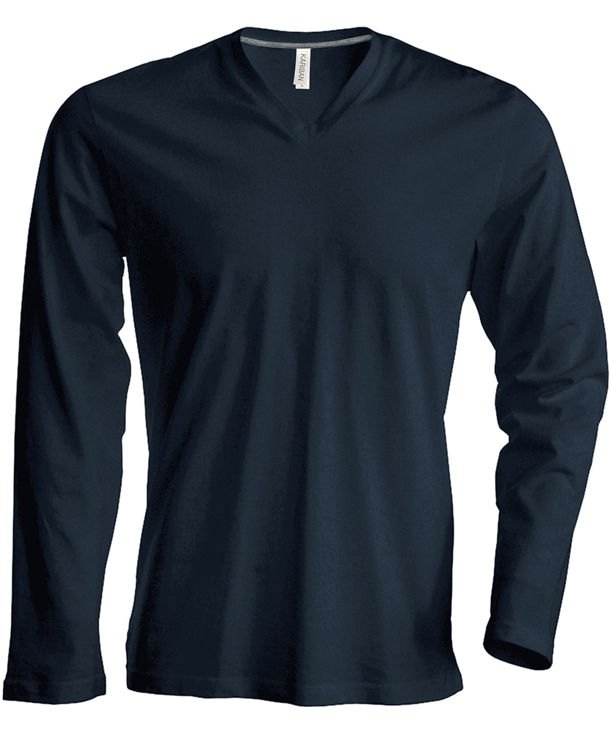 Tryck din logga på T-shirts från Kariban - Anpassa Long Sleeve V-Neck T-shirt - Herr i färgen Mörkgrå för företag, föreningar och privatpersoner
