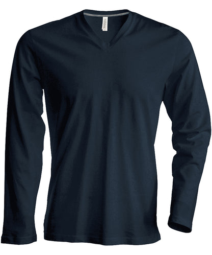 Tryck din logga på T-shirts från Kariban - Anpassa Long Sleeve V-Neck T-shirt - Herr i färgen Mörkgrå för företag, föreningar och privatpersoner