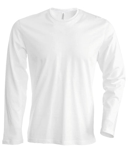 Tryck din logga på T-shirts från Kariban - Anpassa Long Sleeve Crew Neck T-shirt - Herr i färgen Vit för företag, föreningar och privatpersoner