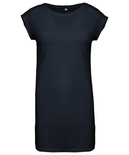 Tryck din logga på T-shirts från Kariban - Anpassa Long T-shirt for Women i färgen Marinblå för företag, föreningar och privatpersoner