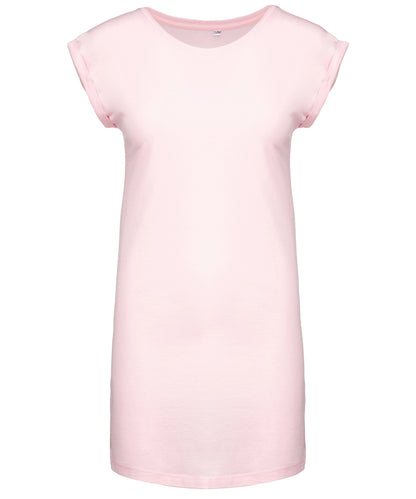 Tryck din logga på T-shirts från Kariban - Anpassa Long T-shirt for Women i färgen Ljusrosa för företag, föreningar och privatpersoner