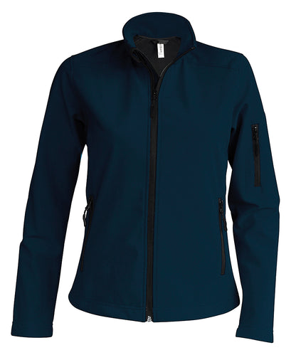 Tryck din logga på Softshelljackor från Kariban - Anpassa Softshelljacka för damer i färgen Marinblå för företag, föreningar och privatpersoner