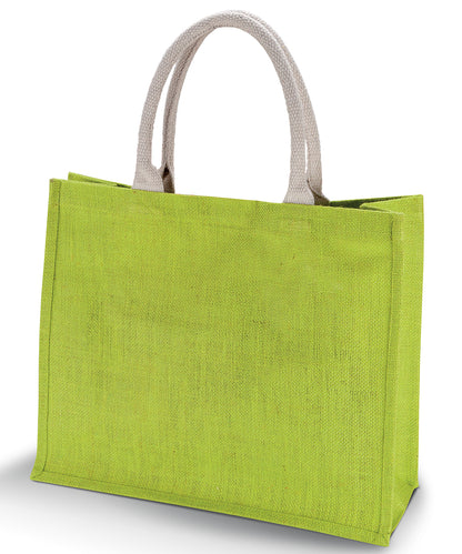 Tryck din logga på Väskor från KiMood - Anpassa Jute Beach Bag i färgen Lime One Size för företag, föreningar och privatpersoner