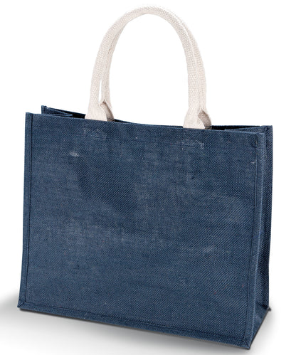 Tryck din logga på Väskor från KiMood - Anpassa Jute Beach Bag i färgen Marinblå One Size för företag, föreningar och privatpersoner