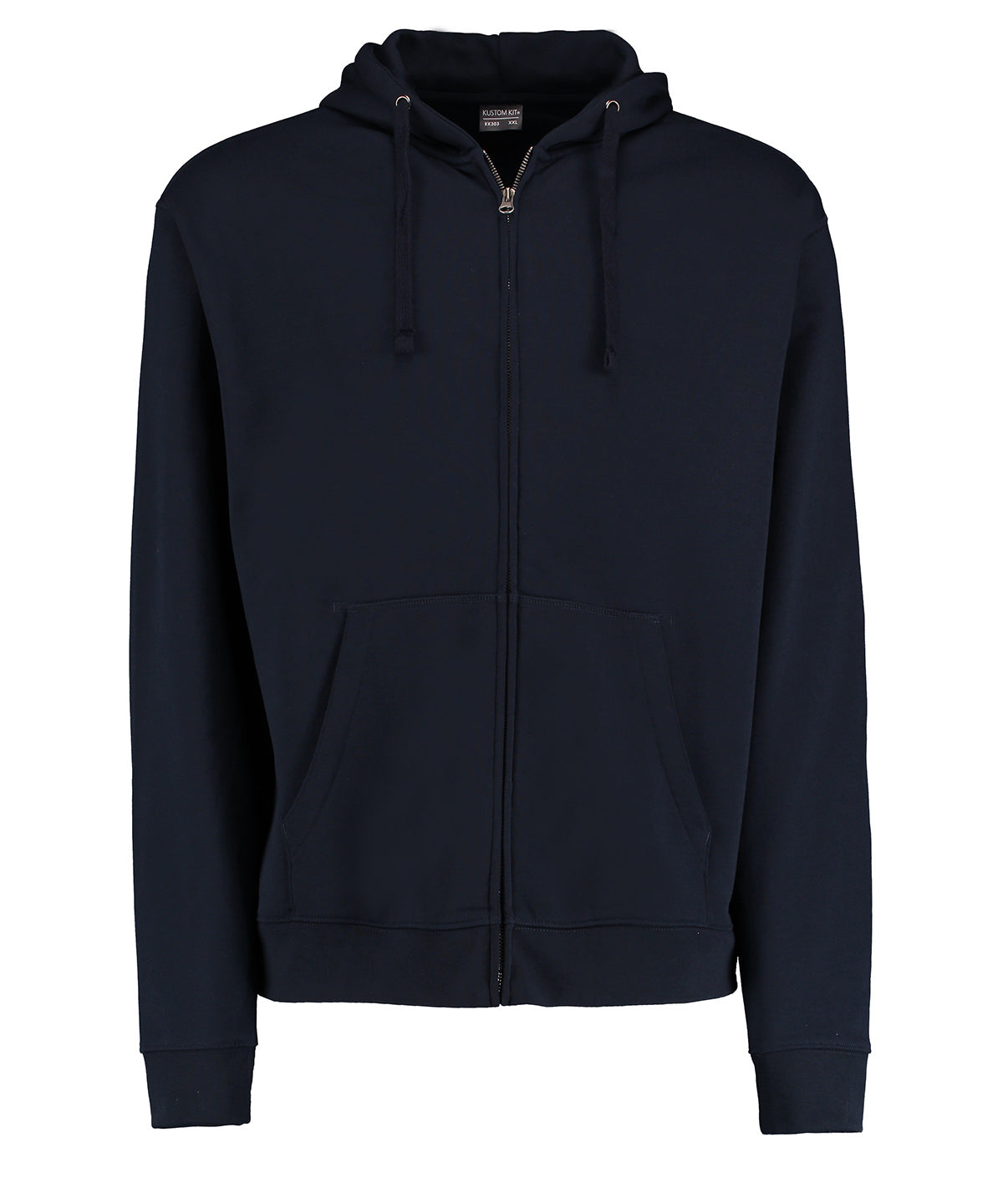 Tryck din logga på Hoodies från Kustom Kit - Anpassa Kustom Kit - Klassic Jacka med Huva och Dragkedja – Superwash® 60 (Långärmad) i färgen Marinblå för företag, föreningar och privatpersoner
