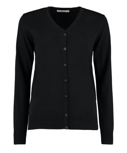 Tryck din logga på Koftor från Kustom Kit - Anpassa Dam Arundel v-ringad cardigan med lång ärm i färgen Svart för företag, föreningar och privatpersoner