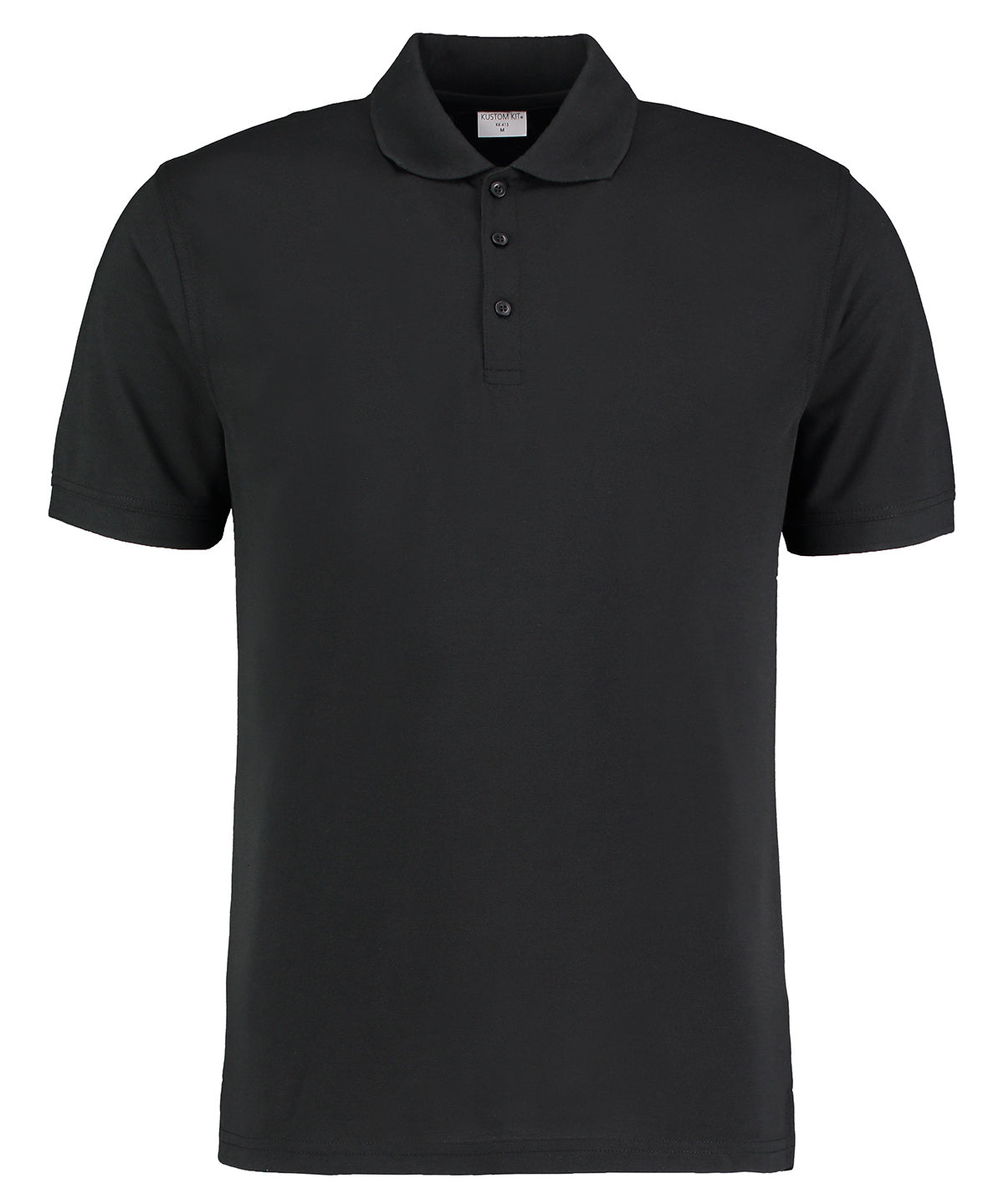 Tryck din logga på Piké från Kustom Kit - Anpassa Klassic Slim Fit Polo i färgen Svart för företag, föreningar och privatpersoner