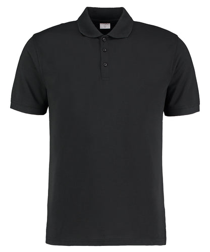 Tryck din logga på Piké från Kustom Kit - Anpassa Klassic Slim Fit Polo i färgen Svart för företag, föreningar och privatpersoner