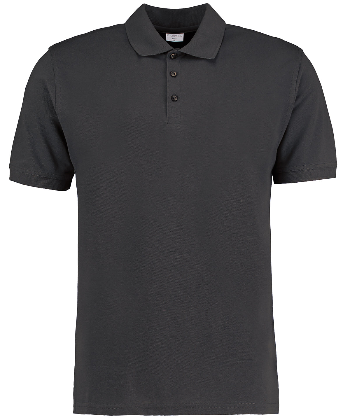 Tryck din logga på Piké från Kustom Kit - Anpassa Klassic Slim Fit Polo i färgen Mörkgrå för företag, föreningar och privatpersoner