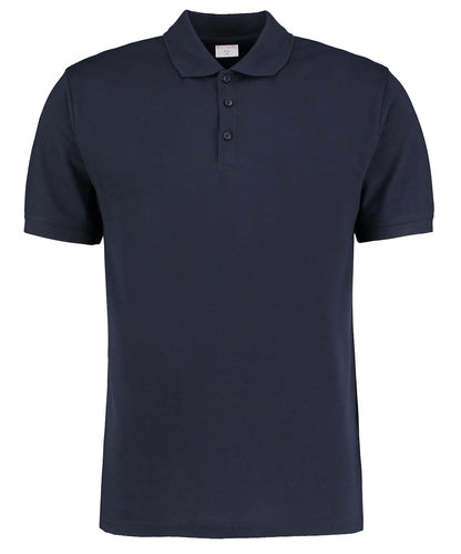 Tryck din logga på Piké från Kustom Kit - Anpassa Klassic Slim Fit Polo i färgen Marinblå för företag, föreningar och privatpersoner