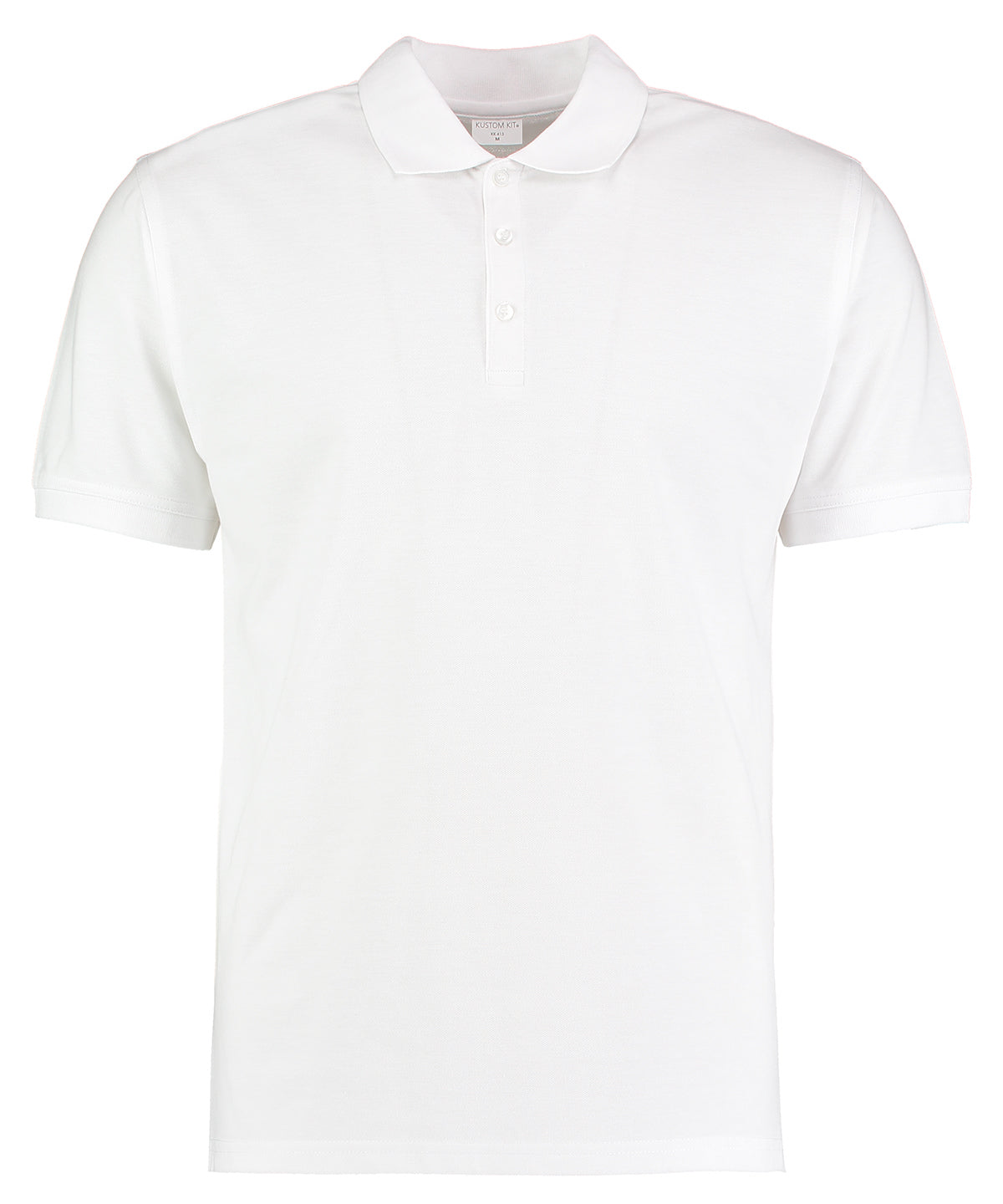 Tryck din logga på Piké från Kustom Kit - Anpassa Klassic Slim Fit Polo i färgen Vit för företag, föreningar och privatpersoner