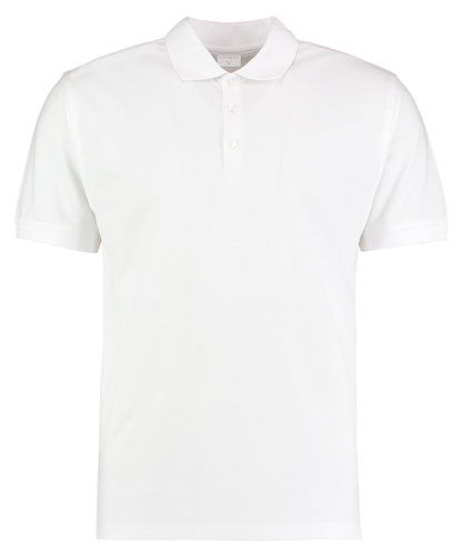 Tryck din logga på Piké från Kustom Kit - Anpassa Klassic Slim Fit Polo i färgen Vit för företag, föreningar och privatpersoner