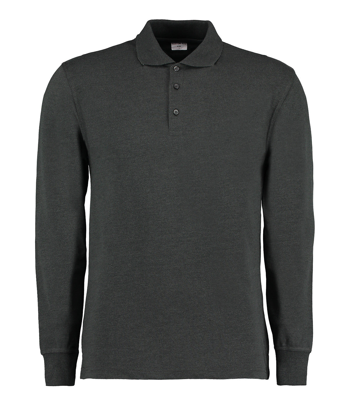Tryck din logga på Piké från Kustom Kit - Anpassa Klassic Long Sleeve Polo i färgen Mörkgrå för företag, föreningar och privatpersoner