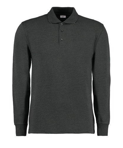 Tryck din logga på Piké från Kustom Kit - Anpassa Klassic Long Sleeve Polo i färgen Mörkgrå för företag, föreningar och privatpersoner