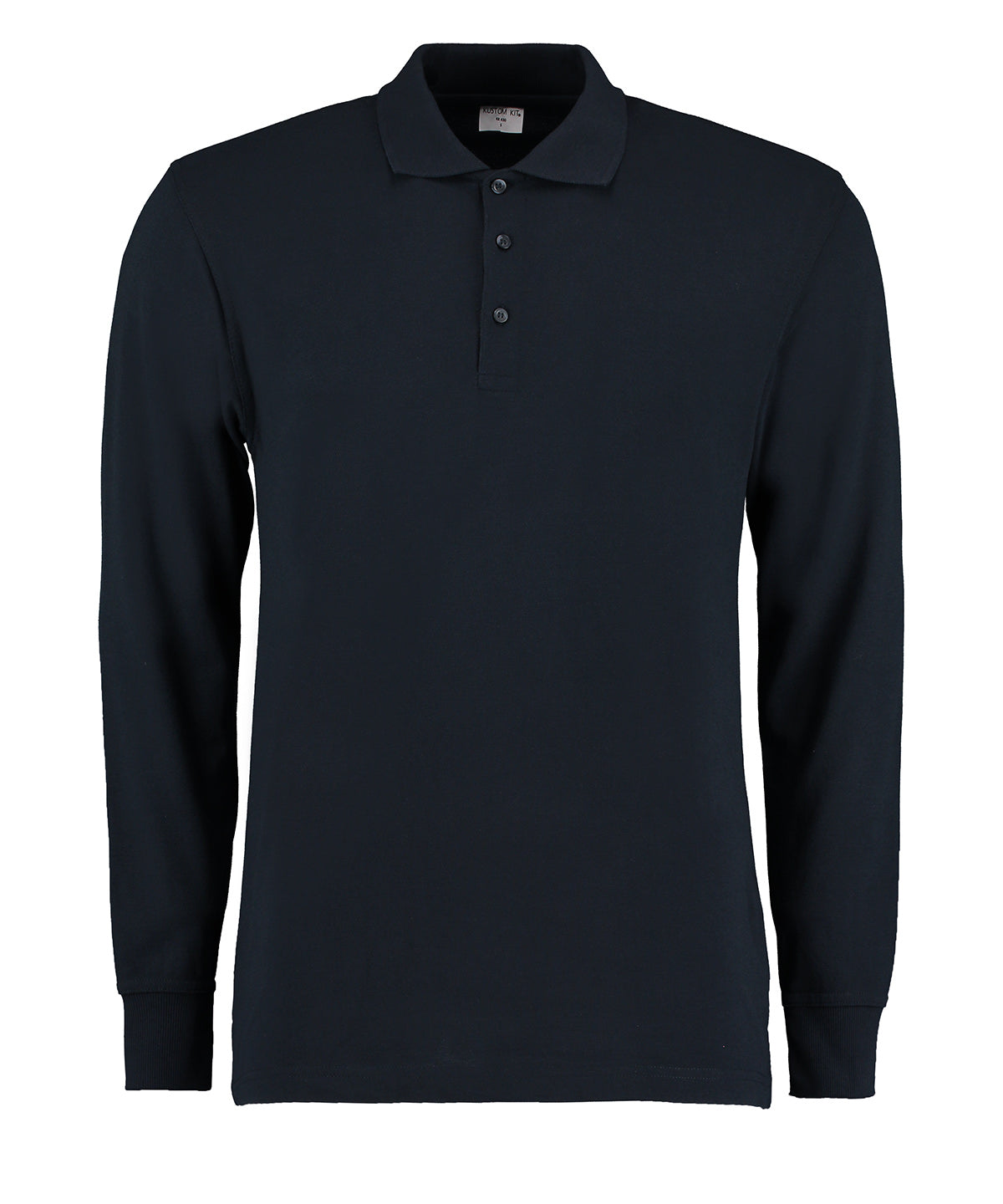 Tryck din logga på Piké från Kustom Kit - Anpassa Klassic Long Sleeve Polo i färgen Marinblå för företag, föreningar och privatpersoner