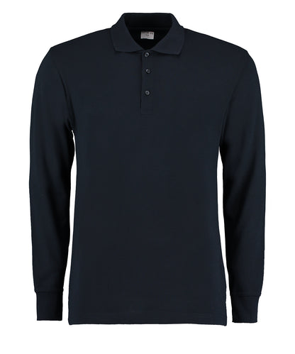 Tryck din logga på Piké från Kustom Kit - Anpassa Klassic Long Sleeve Polo i färgen Marinblå för företag, föreningar och privatpersoner