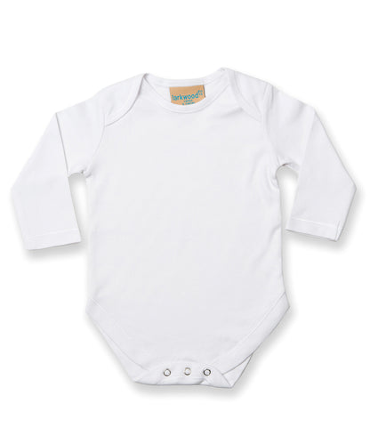 Tryck din logga på Bodys från Larkwood - Anpassa Långärmad bodysuit för baby i färgen Vit för företag, föreningar och privatpersoner